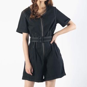 Belted Romper Zipper Detail